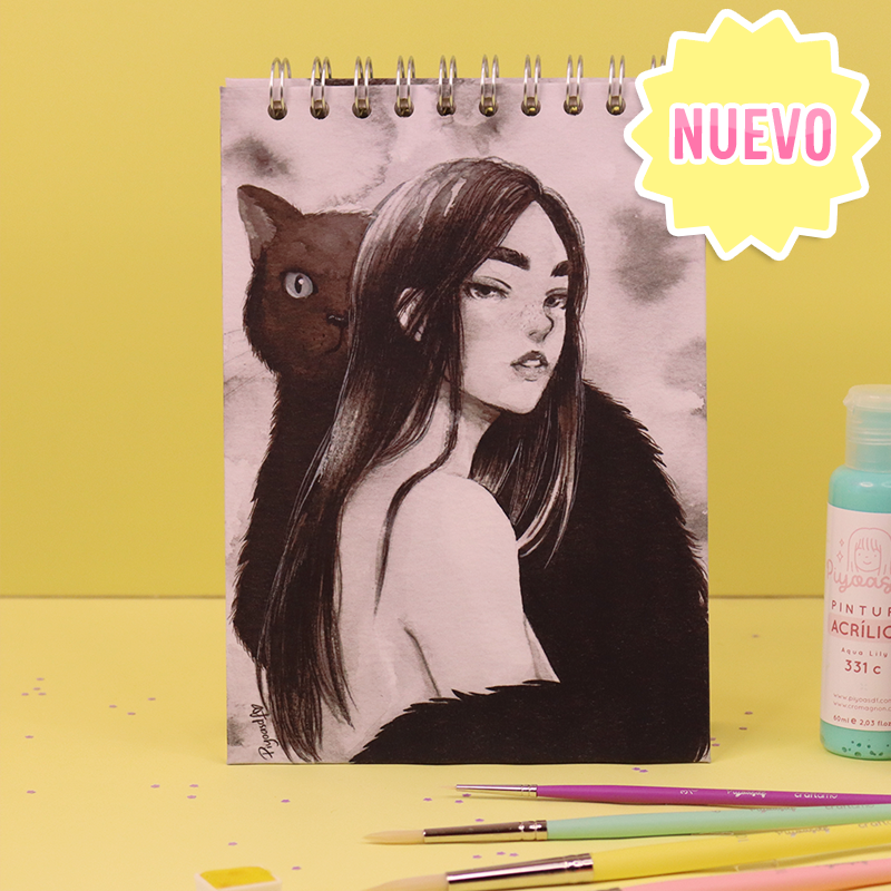 Croquera Gato negro (Para acuarela, acrílicos, etc.)