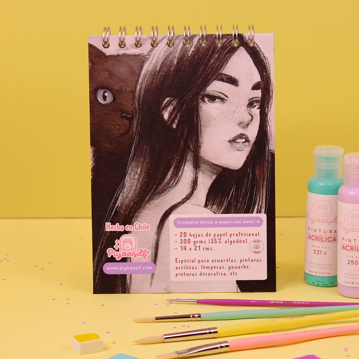 Croquera Gato negro (Para acuarela, acrílicos, etc.)