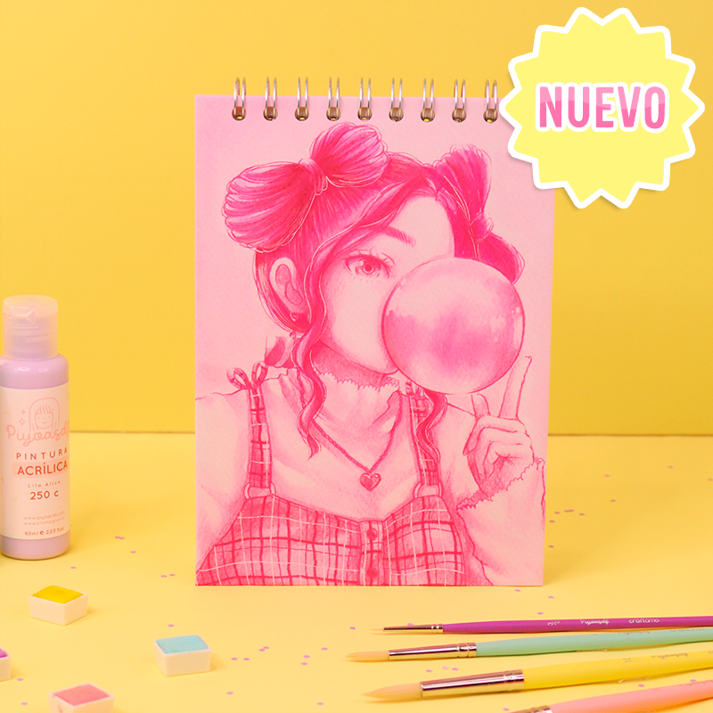 Croquera rosa chiclosa (Para acuarela y acrílicos)