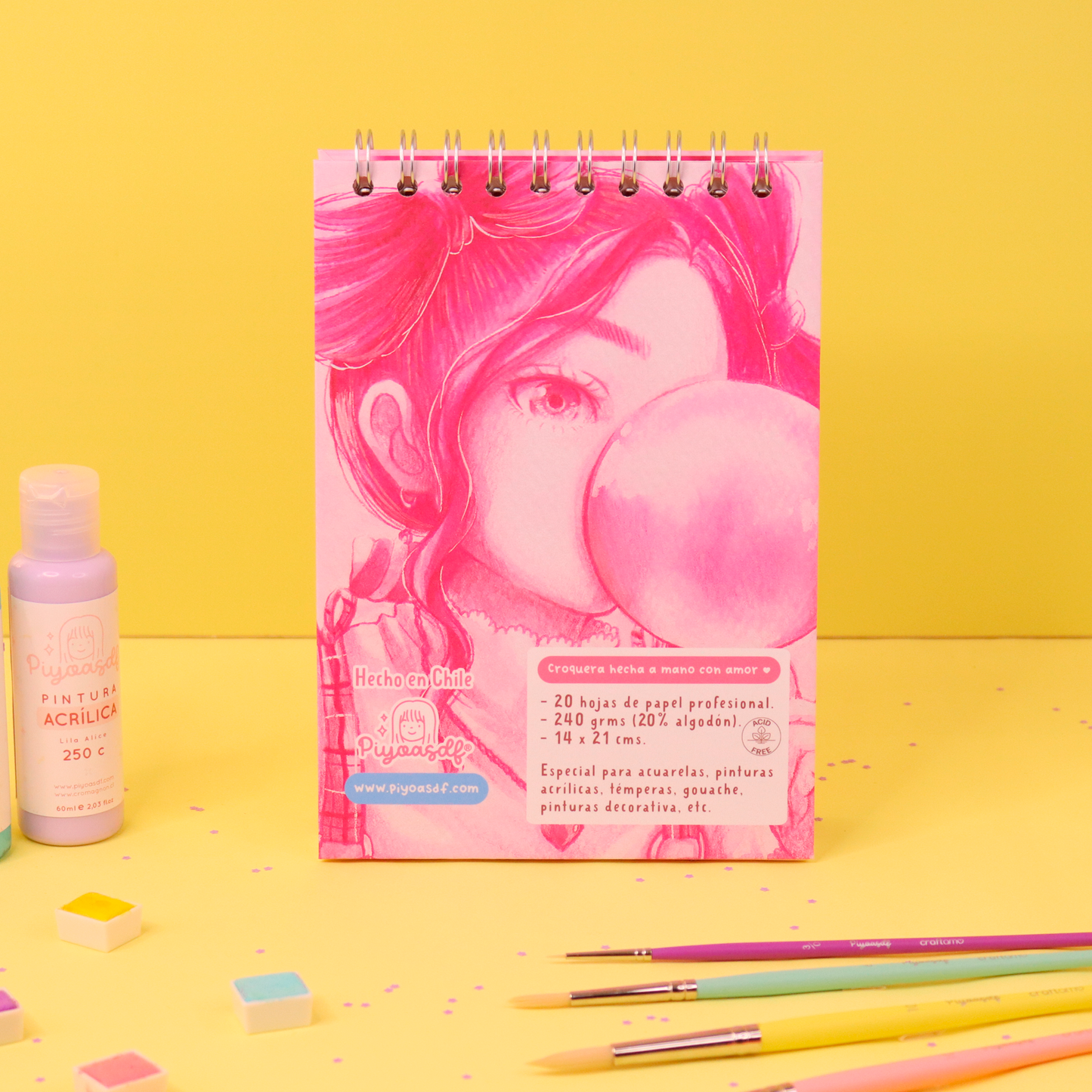 Croquera rosa chiclosa (Para acuarela y acrílicos)