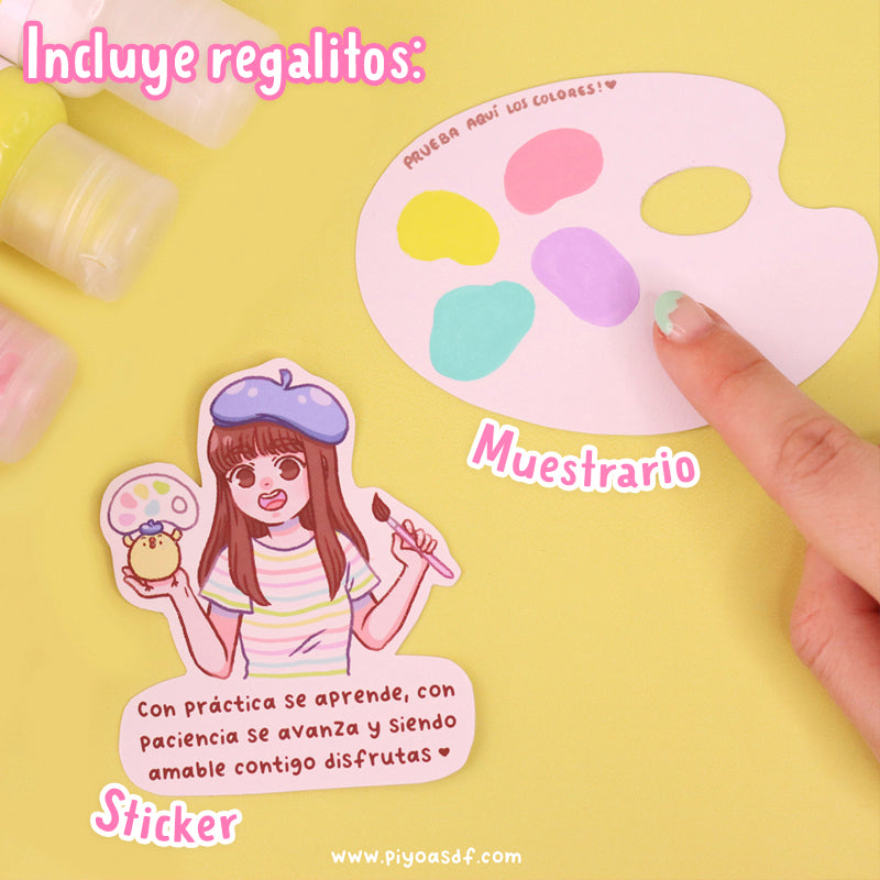 Pinturas acrílicas profesionales Piyoasdf (Set de 9 colores)