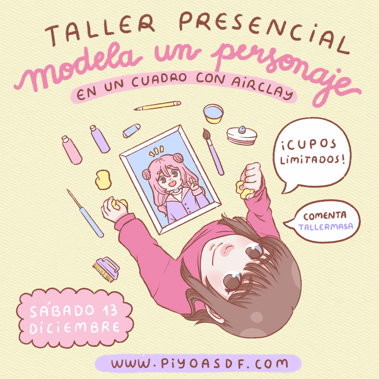 TALLER: ¡Modela un personaje en un cuadro! ✨(Masas Airclay con Piyoasdf)